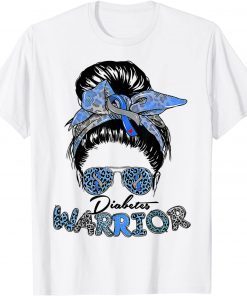 Diabetes Warrior T1D Messy Bun Hair Diabetes Awareness Gift Shirt