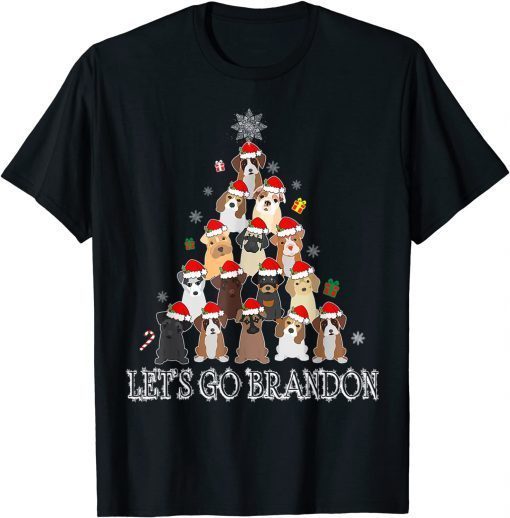 Dog Lover Christmas Tree Let's Go Branson Brandon Meme Classic Shirt