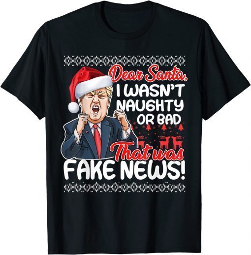 Donald Trump Santa Trumpmas Fake News Ugly Christmas Pajama T-Shirt