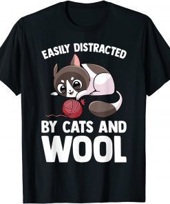 Easily Distracted By Cats And Wool - Japanese Kitten Kawaii Us 2021 Shirt