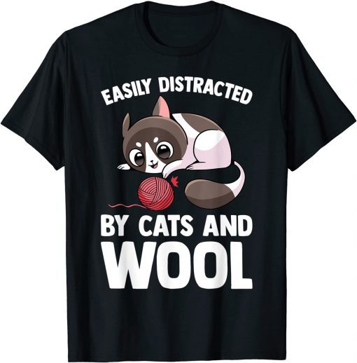 Easily Distracted By Cats And Wool - Japanese Kitten Kawaii Us 2021 Shirt