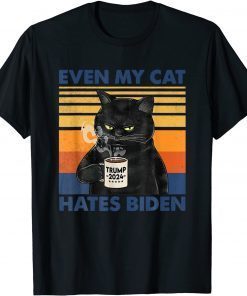 Even My Cat Hates Biden Funny Coffee Cat Classic Shirt