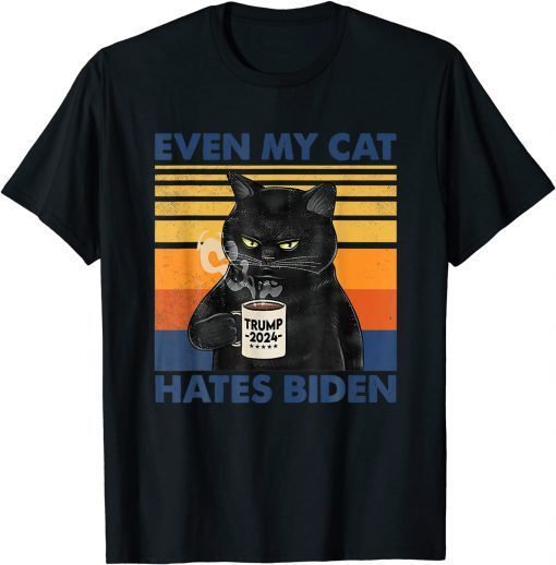 Even My Cat Hates Biden Funny Coffee Cat Classic Shirt