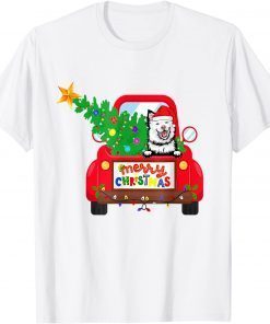 Finnish Lapphund Dog Riding Red Truck Christmas Pajama T-Shirt