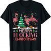 Flamingo Santa Hat Reindeer Xmas Merry Flocking Christmas Classic Shirt