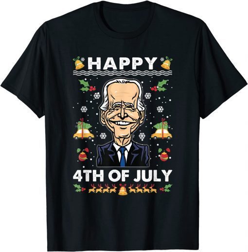 Funny Santa Happy 4th of July Biden Ugly Christmas Classic Shirt