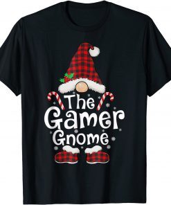 Gamer Gnome Buffalo Plaid Matching Family Christmas Gift Shirt