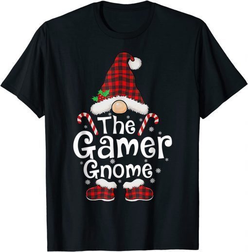 Gamer Gnome Buffalo Plaid Matching Family Christmas Gift Shirt