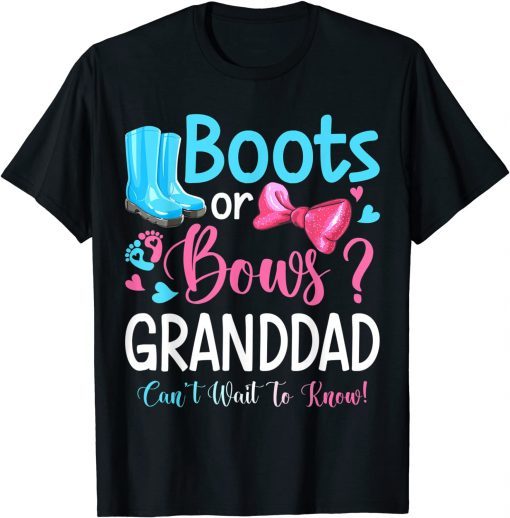 Gender Reveal Boots Or Bows Granddad Matching Baby Party Classic Shirt