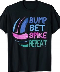 Girls Volleyball Bump Set Spike Repeat Blue Purple Teen 2021 Shirt