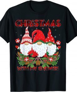 Gnome Family Xmas Santa Christmas Buffalo Red Plaid Tee Shirt