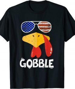 Gobble Turkey Thanksgiving Biden flag USA Unisex Shirt