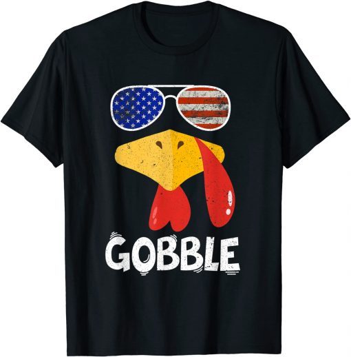 Gobble Turkey Thanksgiving Biden flag USA Unisex Shirt