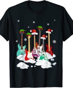 Guitar Santa Hat Christmas Tree Music Loves Xmas T-Shirt
