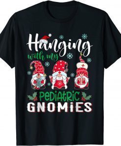 Hanging With My Pediatric Gnomies Nurse Christmas Santa Hat Classic Shirt