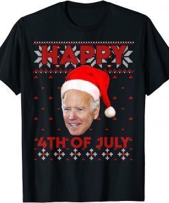 Happy 4th Of July Santa Hat Joe Biden Ugly Christmas Limited Shirt