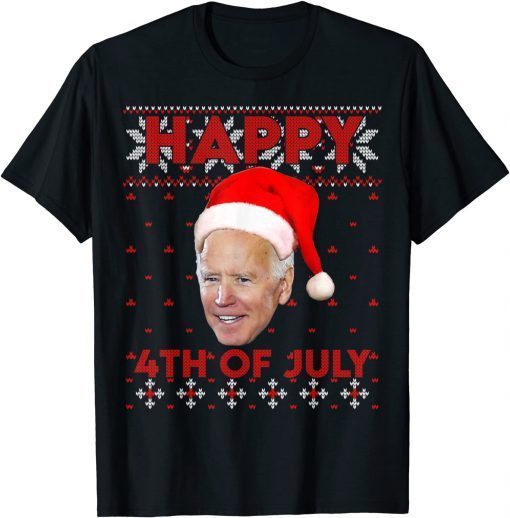 Happy 4th Of July Santa Hat Joe Biden Ugly Christmas Limited Shirt