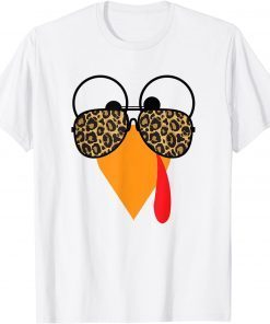 Happy thanksgiving Turkey Face Sunglasses Leopard Unisex Shirt