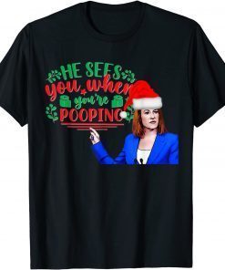 He Seen You When You'r Pooping Let's Go Biden Christmas Classic Shirt