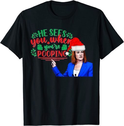 He Seen You When You'r Pooping Let's Go Biden Christmas Classic Shirt