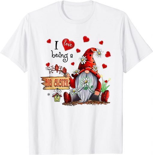 I Love Being A Big Sister - Gnome Daisy Christmas Xmas T-Shirt