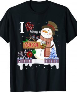 I Love Being A Yaya Snowman Christmas Classic Shirt