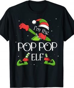 I'm The Pop Pop Elf Dabbing Santa Claus Xmas For Family Unisex Shirt