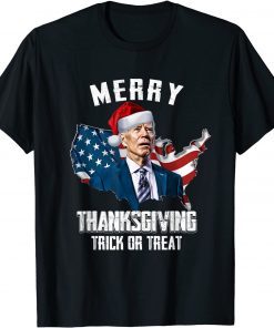 Joe Biden Merry Thanksgiving USA Flag Anti Biden T-Shirt