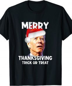 Joe Biden Santa Hat Merry Thanksgiving Christmas T-Shirt