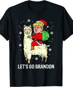 Lets Go Biden Brandon Trump Santa Riding Llama Christmas Classic Shirt