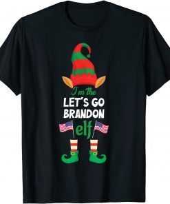 Let's Go Brandon American Flag Christmas Elf Pajama Gift T-Shirt