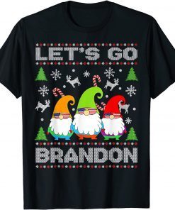 Let's Go Brandon American Flag Gnome Ugly Christmas Unisex Shirt