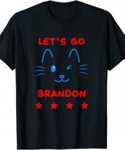 Let's Go Brandon Cat Winks At Me Loves Cats US Flag US 2021 Shirt