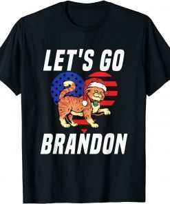 Let's Go Brandon Cat Xmas Santa Heart Flag Classic Shirt