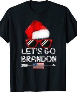 Let's Go Brandon Christmas Santa Hat and Flag Classic Shirt