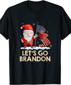 Lets Go Brandon Christmas Santa US Flag Joe Biden Xmas Gift Shirt