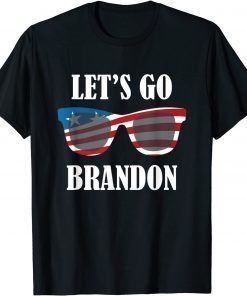 Let's Go Brandon Tee US Flag Sunglasses T-Shirt