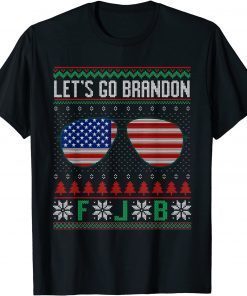Let's Go Brandon Ugly Christmas Flag Glassed Unisex T-Shirt