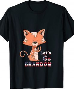 Let's Go Brandon cut cat US Flag T-Shirt
