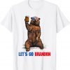 Lets Go Branson Brandon Bear Drinking USA Flag Vintage T-Shirt