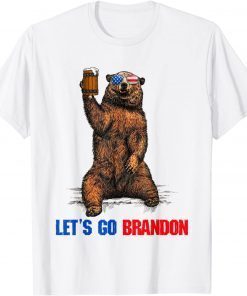 Lets Go Branson Brandon Bear Drinking USA Flag Vintage T-Shirt