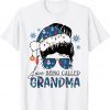 Love Being Called Grandma Messy Bun Xmas Lights Santa Hat Unisex Shirt