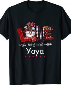 Love being called Yaya Snowman Christmas Red Plaid Unisex Shirt