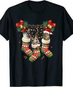 Maine Coons In Christmas Sock Pajamas Family Cat Lover Gift Shirt