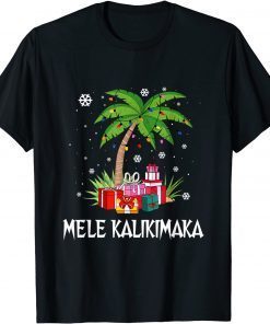 Mele Kalikimaka Christmas Lights Palm Tree Hawaiian T-Shirt