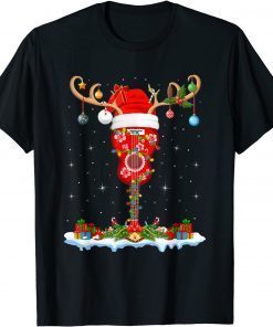 Mele Kalikimaka Santa Hat Reindeer Ukulele Guitar Christmas Classic Shirt