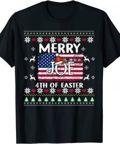 Merry 4th Of Easter U.S Flag Mr Santa President Xmas Gift Shirt