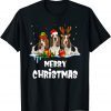 Merry Basset Hound Dog Christmas Pajama Reindeer Santa Light Gift Shirt