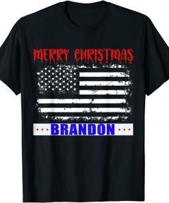 Merry Christmas Brandon - Let's Go Brandon America Flag T-Shirt