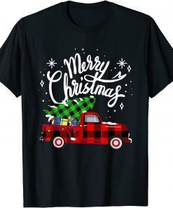 Merry Christmas Buffalo Truck Tree Red Plaid family matching Limited Shirt